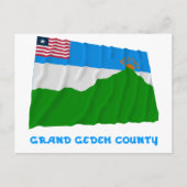 なびく大ゲデフ郡国旗と名前 ポストカード (正面)