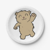 なびく愛らしい笑顔のクマ ペーパープレート (正面)