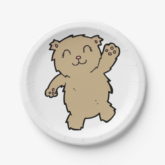なびく愛らしい笑顔のクマ ペーパープレート (正面)