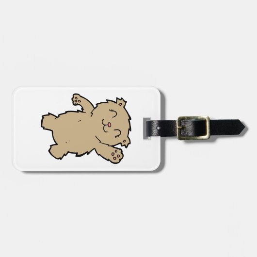 なびく愛らしい笑顔のクマ ラゲッジタグ (正面横)