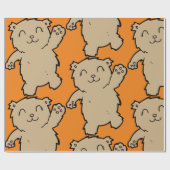 なびく愛らしい笑顔のクマ ラッピングペーパー (フラット)