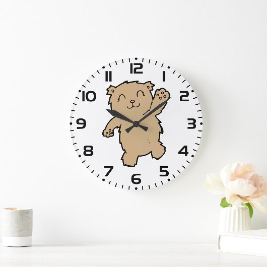なびく愛らしい笑顔のクマ ラージ壁時計