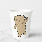 なびく愛らしい笑顔のクマ 紙コップ (正面)