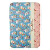 なびく日本のラッキーキャットコイ入りブルー バスマット (正面縦)