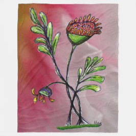 なびく植物 フリースブランケット