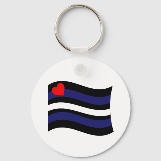 なびく皮革国旗 キーホルダー (正面)