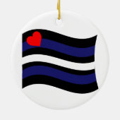 なびく皮革国旗 セラミックオーナメント (裏面)
