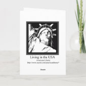 なびく米国国旗のグリーティングカード カード (裏面)