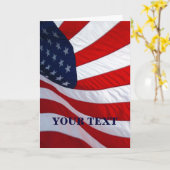 なびく米国国旗のグリーティングカード カード (黄色い花)