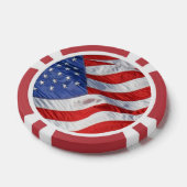 なびく米国国旗の愛国心 ポーカーチップ (シングル)