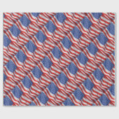 なびく米国国旗の愛国心 ラッピングペーパー (フラット)