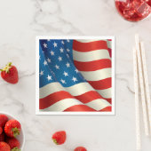 なびく米国国旗の愛国的な象徴 スタンダードカクテルナプキン (インサイチュ)