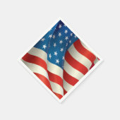 なびく米国国旗の愛国的な象徴 スタンダードカクテルナプキン (角)