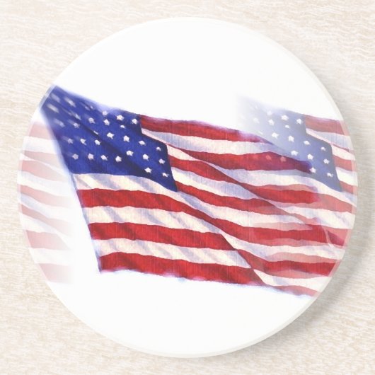 なびく米国国旗 コースター (正面)