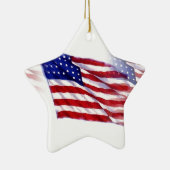 なびく米国国旗 セラミックオーナメント (右)