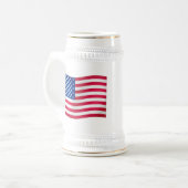 なびく米国国旗 ビールジョッキ (正面左)