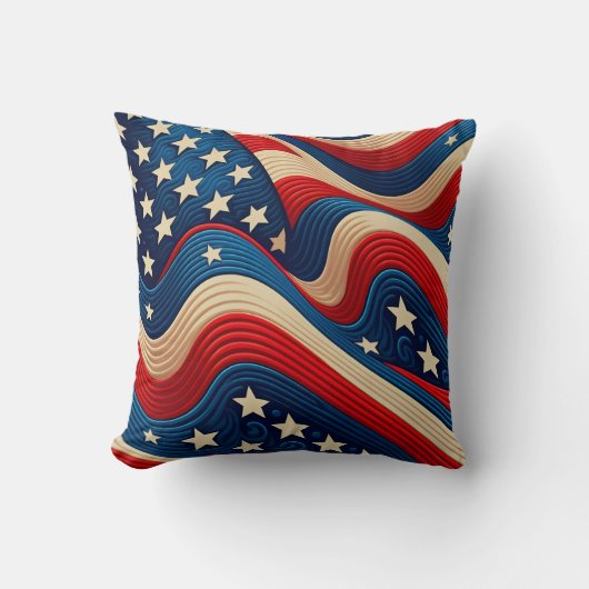 なびく米国国旗A愛国心 クッション (正面)