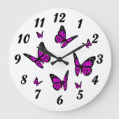 なびく蝶が付いている柱時計 ラージ壁時計 (正面)