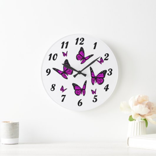 なびく蝶が付いている柱時計 ラージ壁時計 (ホーム)