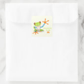 なびく赤い目の木のカエルイラストレーション スクエアシール (バッグ)