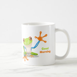 なびく赤目カエルイラストレーション コーヒーマグカップ