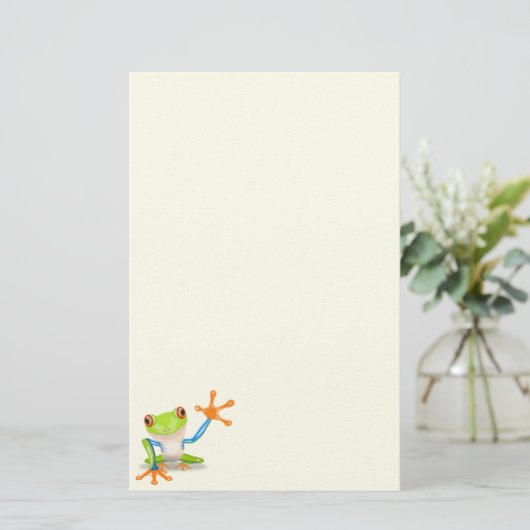 なびく赤目カエルイラストレーション 便箋 (スタンド正面)