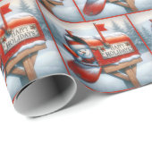 なびく雪だるま付きクリスマスホリデーメールボックス ラッピングペーパー (ロールコーナー)