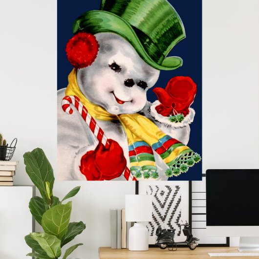 なびく雪だるま ポスター (ホームオフィス)