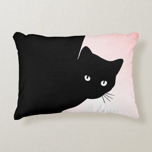 なまめかしい黒猫 ピンク アクセントクッション (正面)