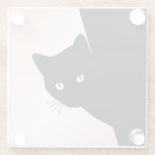 なまめかしい黒猫 ピンク ガラスコースター (裏面)