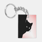 なまめかしい黒猫 ピンク キーホルダー (正面左)