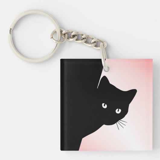 なまめかしい黒猫 ピンク キーホルダー (正面)