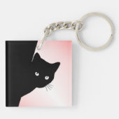 なまめかしい黒猫 ピンク キーホルダー (裏面)