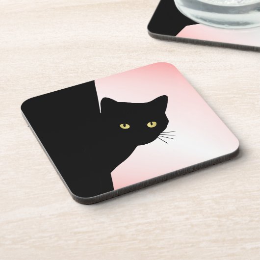 なまめかしい黒猫 ピンク コースター (左側)
