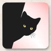 なまめかしい黒猫 ピンク コースター (正面)