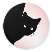 なまめかしい黒猫 ピンク セラミックノブ (正面)