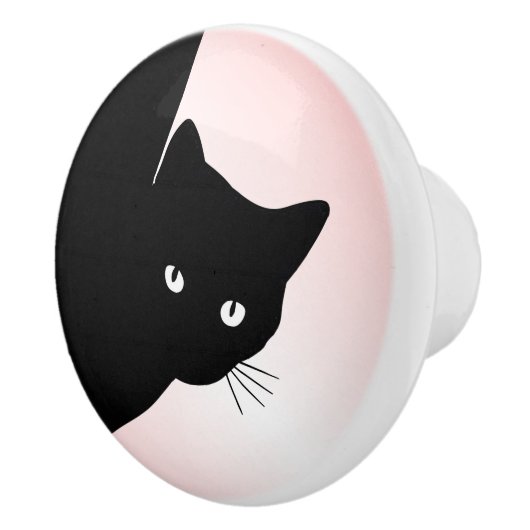 なまめかしい黒猫 ピンク セラミックノブ (右)