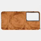 なめし革レッドブラウン旧世界地図 SAMSUNG GALAXYケース (左側面)