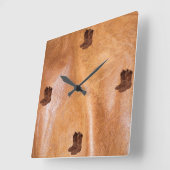 なめし革素朴とカウボーイの実在ブーツの写真 スクエア壁時計 (傾斜)