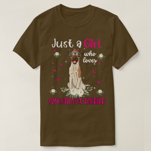 なめらかなキツネテリア犬のフローラを愛する女の子 Tシャツ (デザイン正面)