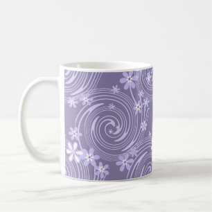 なめらかなスミレ色の渦巻くラベンダー色の花々 コーヒーマグカップ