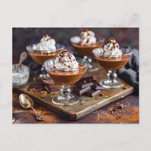 なめらかなチョコレートプリンをグラスで シーズンポストカード (正面)