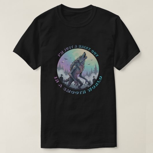 なめらかな世界に生きる毛深い男 Tシャツ (デザイン正面)