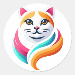なめらかな色の猫のグラフィックデザイン ラウンドシール