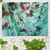 なめらかな青い抽象芸術キッチンタオル、抽象芸術ホーム キッチンタオル (折り畳み)