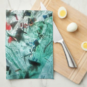 なめらかな青い抽象芸術キッチンタオル、抽象芸術ホーム キッチンタオル (四つ折り)