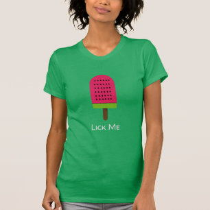 なめる私ポップ・アートのアートポプシクルスイカのフルーツアート Tシャツ