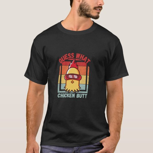 なんだと思う？ニワトリのお尻！楽しい Tシャツ (正面)