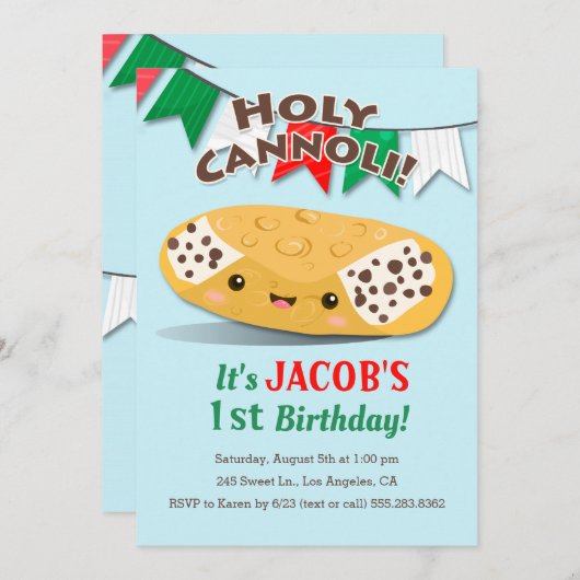 なんてこった!かわいい少年の誕生日パーティー 招待状 (正面/裏面)