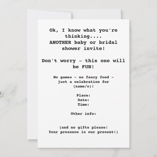 「なんてこった！」招待 招待状 (裏面)